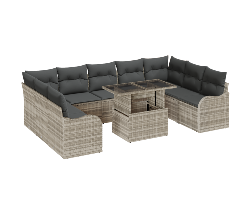 10 Daļu Dārza Dīvānu Komplekts Ar Spilveniem Gaiši Pelēks Pe Rotangpalma Vidaxl