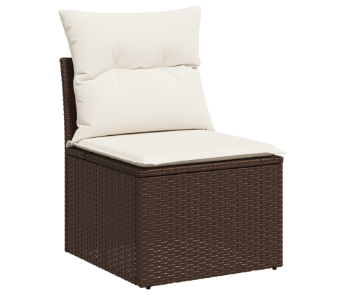 11 Gabalu Dārza Dīvānu Komplekts Ar Spilveniem Brūna Poli Rotangpalma Vidaxl