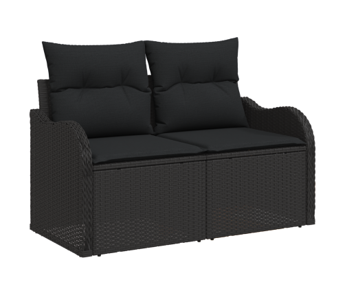 11 Daļu Dārza Dīvānu Komplekts Ar Spilveniem Melns Polietilēna Rotangpalma Vidaxl