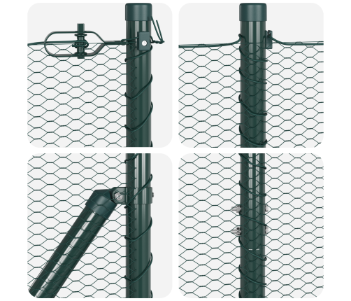 Vidaxl Heksagonālais Žogs Zaļš 1.2X100 M Tērauds, Vidaxl Žoga Stabi 13 Gab. Zaļš Ø32 Mm 170 Cm Cinkots Tērauds