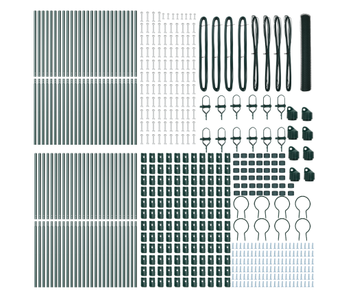 Vidaxl Heksagonālais Žogs Zaļš 1.2X100 M Tērauds, Vidaxl Žoga Stabi 13 Gab. Zaļš Ø32 Mm 170 Cm Cinkots Tērauds