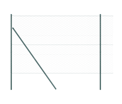Vidaxl Heptagonālais Žogs Zaļš 1.5X100 M Tērauds, Vidaxl Žoga Stabi 13 Gab. Zaļš Ø32 Mm 200 Cm Cinkots Tērauds