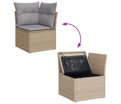 10 Daļu Dārza Dīvānu Komplekts Ar Spilveniem Bēšs Poli Rotangpalma Vidaxl