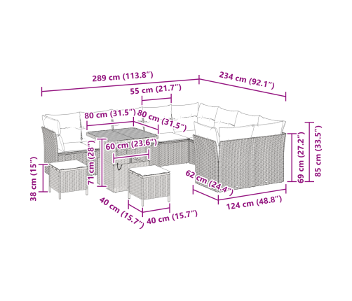 12 Daļu Dārza Dīvānu Komplekts Ar Spilveniem Pelēks Poli Rotangpalma Akāciju Vidaxl