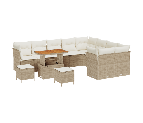 12 Daļu Dārza Dīvānu Komplekts Ar Spilveniem Bēšā Poli Rotangpalma Akācija Vidaxl