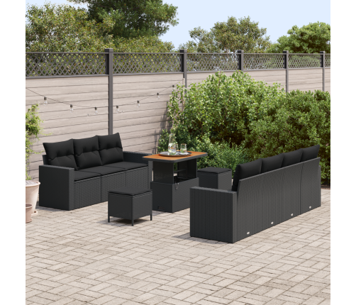 10 Daļu Dārza Dīvānu Komplekts Ar Spilveniem Melnās Rotangpalmas Vidaxl