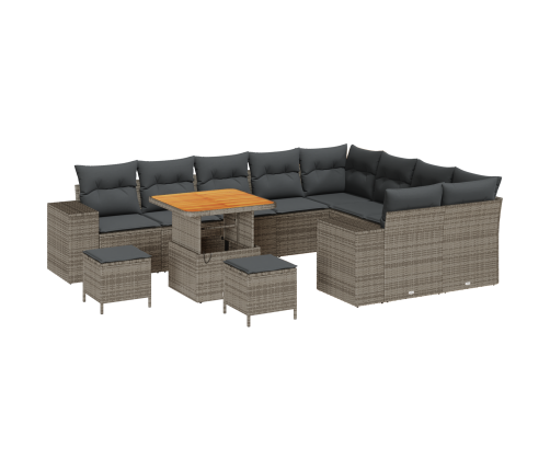 12 Daļu Dārza Dīvānu Komplekts Ar Spilveniem Pelēks Poli Rotangpalma Akācija Vidaxl