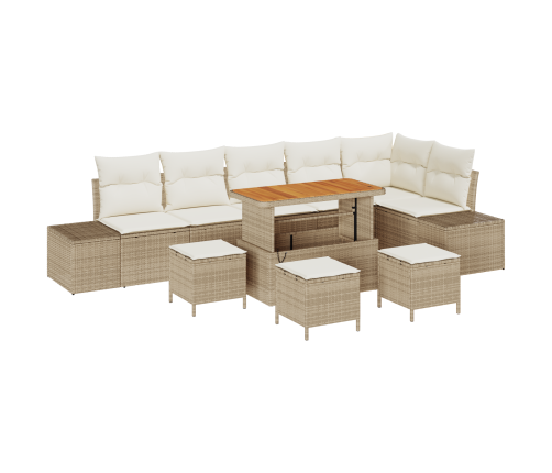 10 Gabalu Dārza Dīvānu Komplekts Ar Spilveniem Bēšs Polietilēna Rotangpalma Akācija Vidaxl