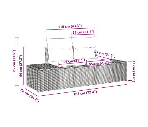 13 Gabalu Dārza Dīvānu Komplekts Ar Spilveniem Melnā Polietilēna Rotangpalmas Akācijā Vidaxl