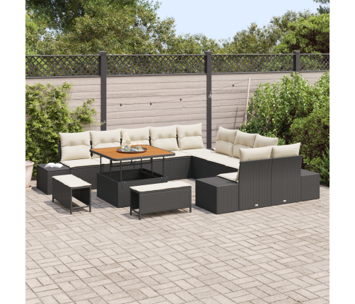 13 Gabalu Dārza Dīvānu Komplekts Ar Spilveniem Melnā Poli Rotanā Vidaxl