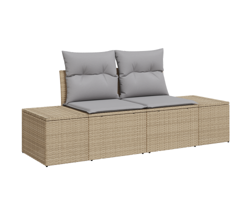 14 Daļu Dārza Sofa Komplekts Ar Spilveniem Bēšā Poli Rotangpalmas Akācijas Vidaxl