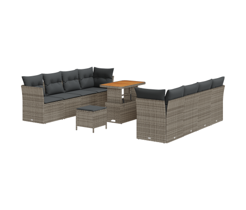 11 Daļīgais Dārza Dīvānu Komplekts Ar Spilveniem Pelēks Poli Rotangpalma Akācija Vidaxl