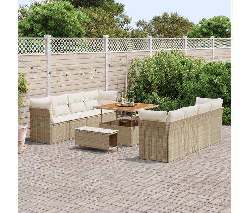 11 Gabalu Dārza Dīvānu Komplekts Ar Spilveniem Bēšs Poli Rotangpalma Akācija Vidaxl