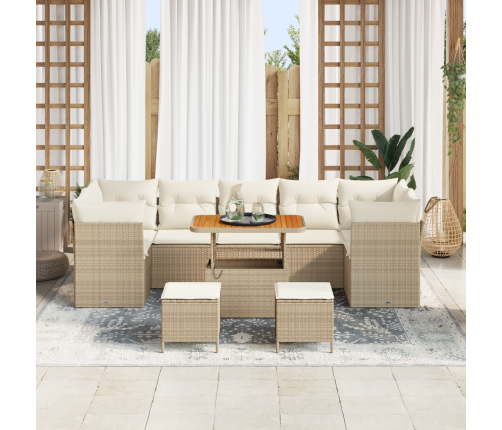 10 Daļu Dārza Dīvānu Komplekts Ar Spilveniem Bēšā Poli Rotangpalmas Vidaxl