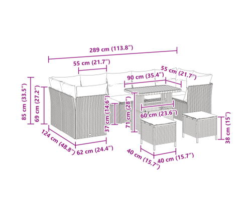 10 Daļu Dārza Dīvānu Komplekts Ar Spilveniem Bēšā Poli Rotangpalmas Vidaxl