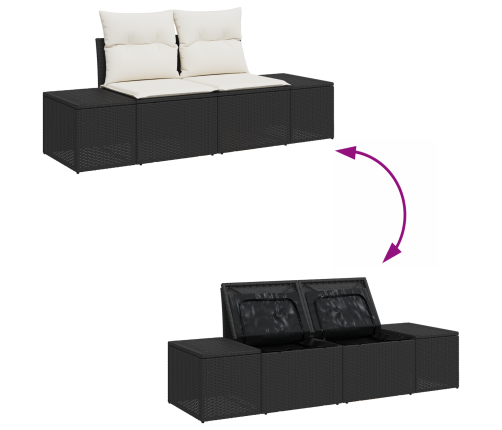 10 Gabalu Dārza Dīvānu Komplekts Ar Spilveniem Melns Poli Rotangpalma Akācija Vidaxl