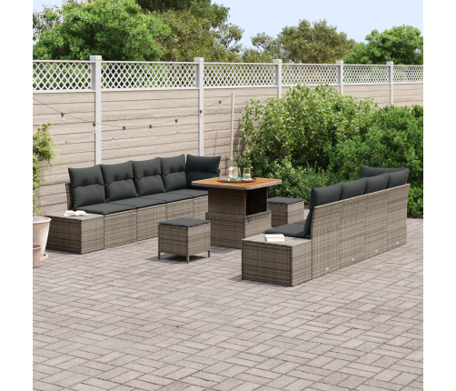 11 Daļu Pelēks Dārza Dīvānu Komplekts Ar Spilveniem Vidaxl