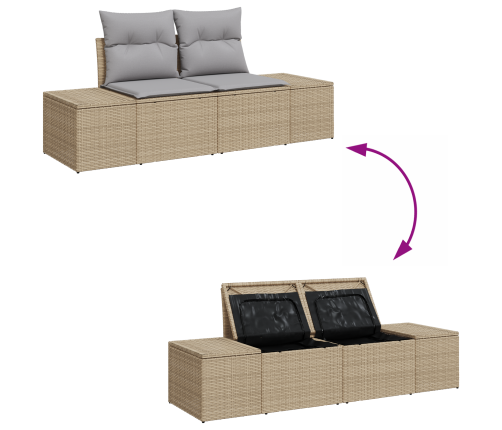 11 Daļu Dārza Dīvānu Komplekts Ar Spilveniem Bēšā Krāsā Poli Rotangpalma Vidaxl