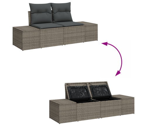 11 Gabalu Dārza Dīvānu Komplekts Ar Spilveniem Pelēks Poli Rotangpalma Akācija Vidaxl