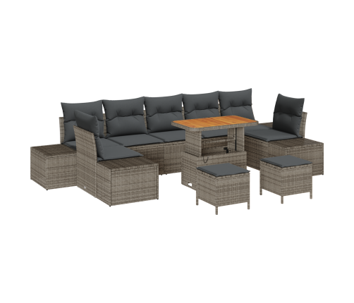 10 Gabalu Dārza Dīvānu Komplekts Ar Spilveniem Pelēks Polietilēna Rotangpalma Akācija Vidaxl