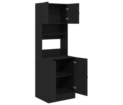 Virtuves Skapis Melnais Ozols 60X50X180 Cm Inženierijas Koks Vidaxl