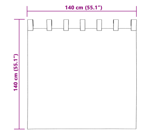 2 Gab. Samta Aizkari Ar Acu Caurumiem Kafijas 140X140 Cm Vidaxl