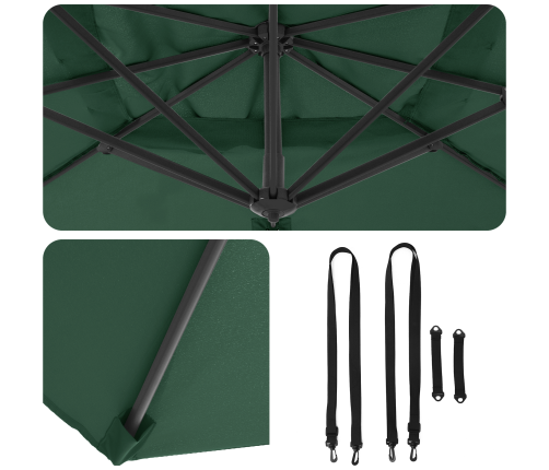 Zaļais Kanteleveris Lietussargs Zaļš Vidaxl