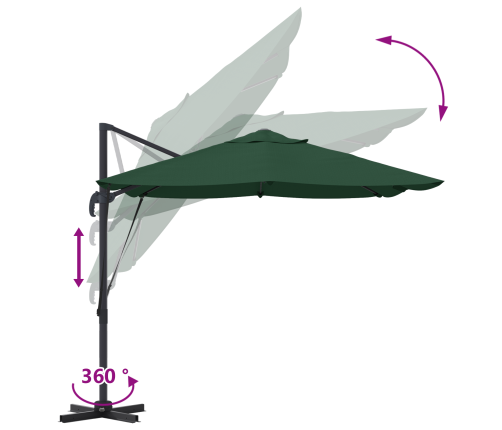 Zaļais Kanteleveris Lietussargs Zaļš Vidaxl