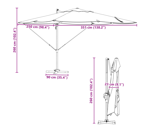 Zaļais Kanteleveris Lietussargs Zaļš Vidaxl