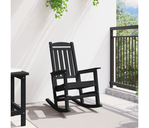 Vidaxl Dārza Šūpuļkrēsls Melnā Krāsā 70X92X107 Cm Hdpe