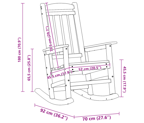 Vidaxl Dārza Šūpuļkrēsls Melnā Krāsā 70X92X107 Cm Hdpe