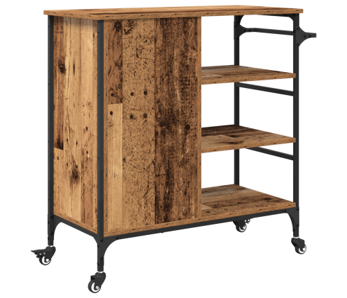 Vidaxl Virtuves Ratiņi, Vecs Koks, 87,5X38,5X84,5 Cm, Uzlabots Koks