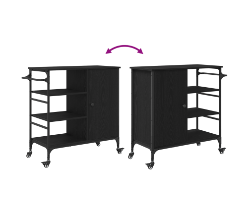 Virtuves Ratiņi Melna Ozola 87.5X38.5X84.5 Cm Inženierijas Koks Vidaxl