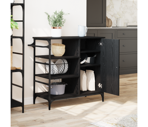 Virtuves Ratiņi Melna Ozola 87.5X38.5X84.5 Cm Inženierijas Koks Vidaxl