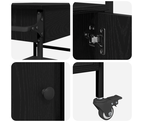 Virtuves Ratiņi Melns Ozols 56X43X89.5 Cm Vidaxl