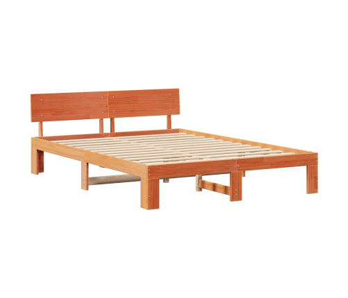 Gultas Rāmis Ar Galvas Balstu Vaska Brūns 160X200 Cm Masīvkoks Vidaxl