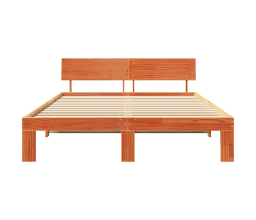 Gultas Rāmis Ar Galvas Balstu Vaska Brūns 160X200 Cm Masīvkoks Vidaxl