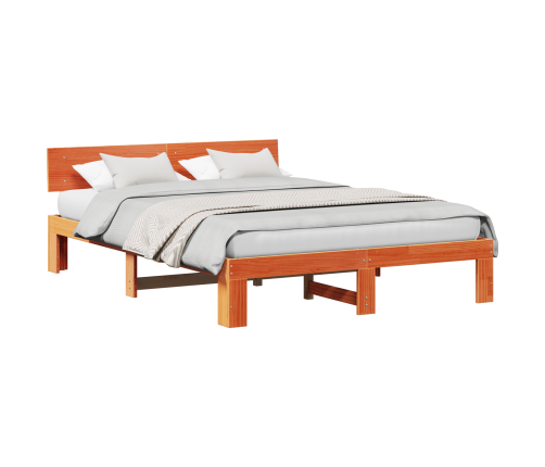 Gultas Rāmis Ar Galvas Balstu Vaska Brūns 160X200 Cm Masīvkoks Vidaxl