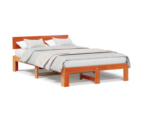 Gultas Rāmītis Ar Galvas Daļu Vaskota Brūnā 120X190 Cm Masīvkoks Priede Vidaxl