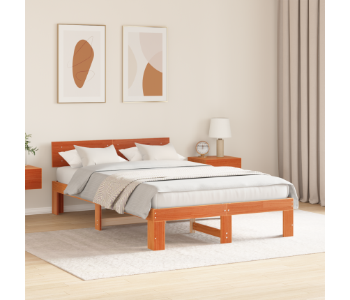 Gultas Rāmītis Ar Galvas Daļu Vaskota Brūnā 120X190 Cm Masīvkoks Priede Vidaxl