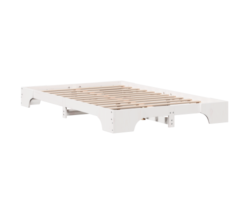 Vidaxl Gultas Rāmis Balts Cietais Koks 120 X 200 Cm Taisnstūris