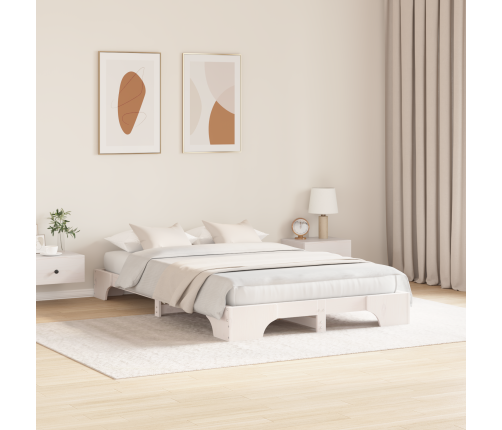 Vidaxl Gultas Rāmis Balts Cietais Koks 120 X 200 Cm Taisnstūris