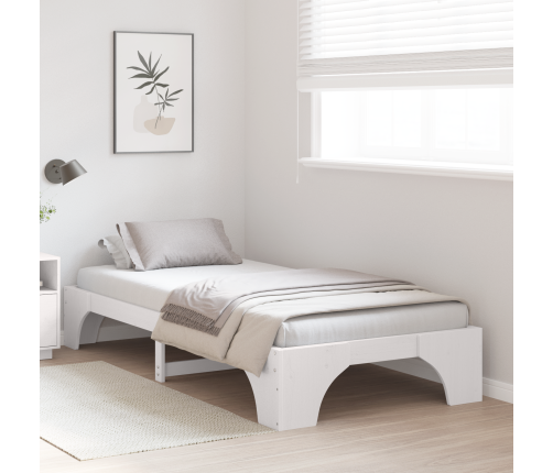 Vienvietīga Gultas Rāmis Balts Masīvkoka Priede 75 X 190 Cm Vidaxl