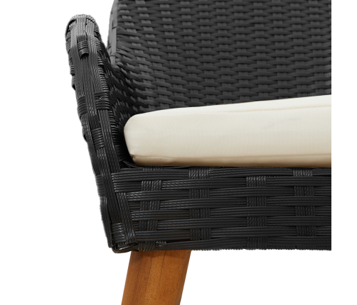 7 Gabalu Dārza Ēdamgalds Melnā Polirotangā Vidaxl