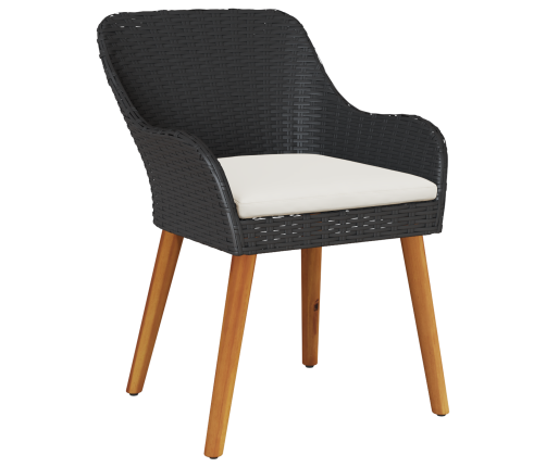 7 Gabalu Dārza Ēdamgalds Melnā Polirotangā Vidaxl