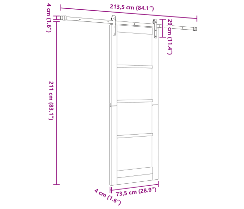 Bīdāmās Durvis Ar Aparatūras Komplektu 'Orkdal'baltas 73.5X211 Cm Vidaxl