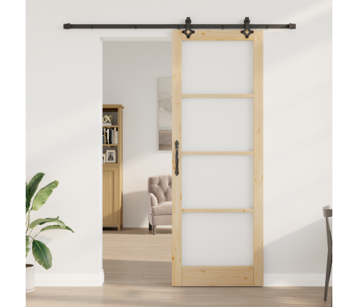 Bīdāmās Durvis Ar Aprīkojuma Komplektu 83X232 Cm Masīvkoks Priede Vidaxl