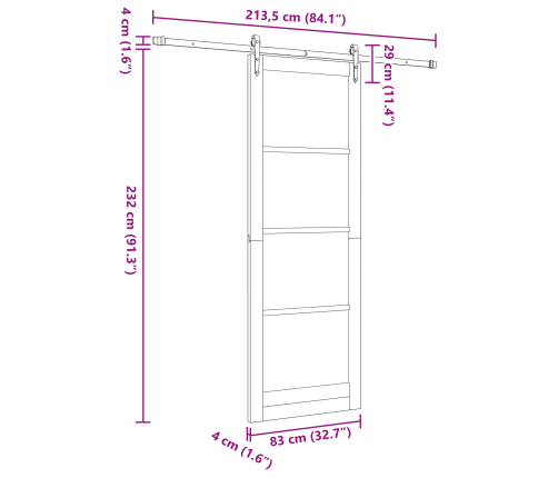 Bīdāmās Durvis Ar Aparatūras Komplektu 'Orkdal'83X232 Cm Vidaxl