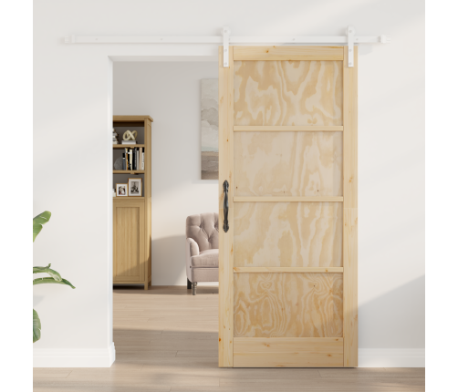 Bīdāmās Durvis Ar Aparatūru 86X198.5 Cm Cietās Priedes Vidaxl