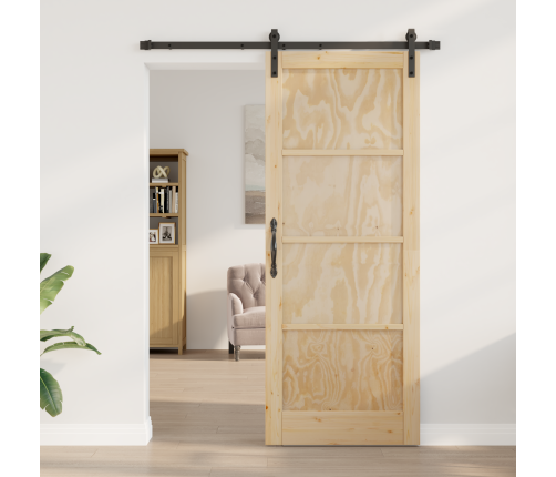 Bīdāmās Durvis Ar Aprīkojuma Komplektu 83X211 Cm Ciets Priežu Koks Vidaxl